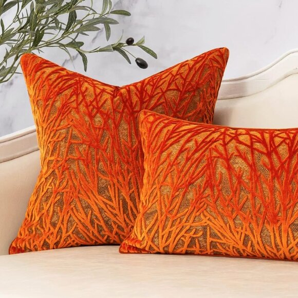 Coastal Coral Velvet Decorative Velvet Throw Pillow Cover 18x18 - Picture 4 of 5